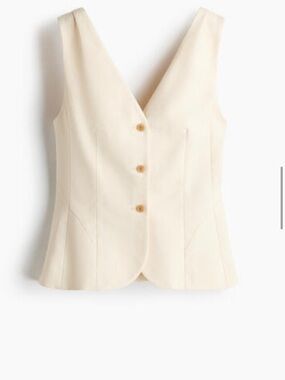 H&M Cream V-Neck Buttoned Vest Top